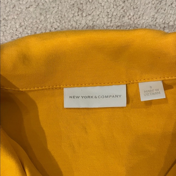 New York & Company Mustard Button-Up Mini Dress - Picture 2 of 6